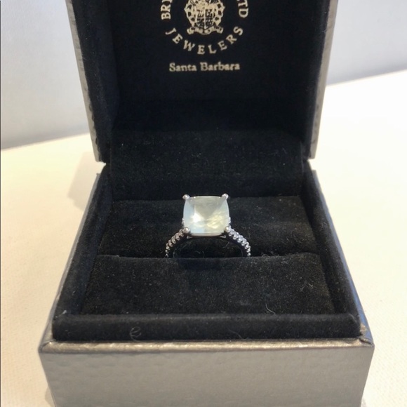 Aqua marine white gold and diamond ring - Picture 3 of 8